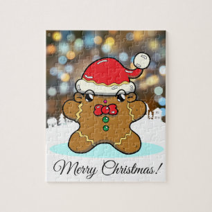 Gingerbread Man Cartoon Kerstgroet Legpuzzel