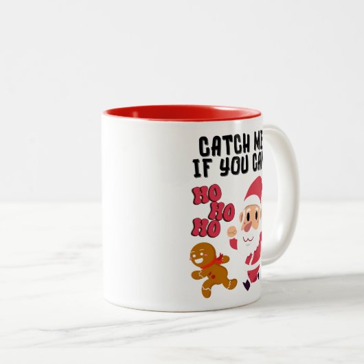 Gingerbread Man - Catch Me als je kunt Tweekleurige Koffiemok (Voorkant rechts)