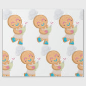 Gingerbread Man Chef met Spuitzak Cadeaupapier (Vlak)