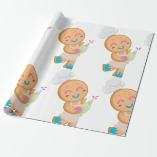 Gingerbread Man Chef met Spuitzak Cadeaupapier