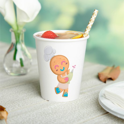 Gingerbread Man Chef met spuitzak Papieren Bekers