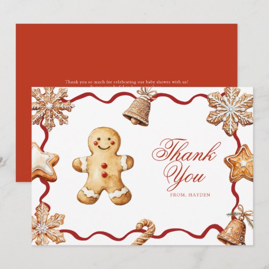 Gingerbread Man | Christmas Baby Shower  Bedankkaart (Voorkant / Achterkant)