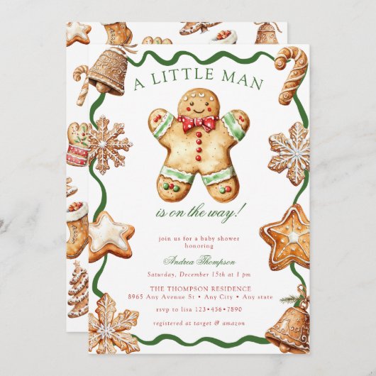 Gingerbread Man | Christmas Baby Shower   Kaart (Voorkant / Achterkant)