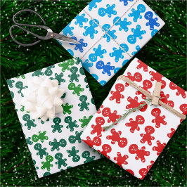 Gingerbread Man Christmas Colors Holiday Inpakpapier Vel