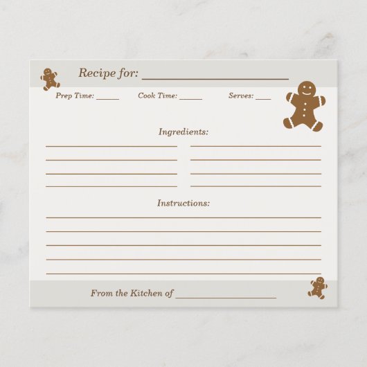 Gingerbread Man Christmas Cookie Recept Kaart (Voorkant)