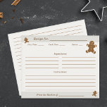 Gingerbread Man Christmas Cookie Recept Kaart<br><div class="desc">Een recept Kaart in kerstsfeer en bruine tinten met Gingerbread Man: perfect om je favoriete recepten te delen met vrienden en familie. Je zou het ook kunnen gebruiken op een vrijgezellenfeest!</div>