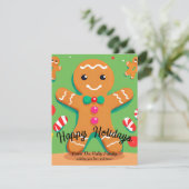 Gingerbread Man Christmas Flat Vakantie Kaart (Staand voorkant)