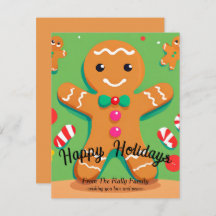 Gingerbread Man Christmas Flat Vakantie Kaart