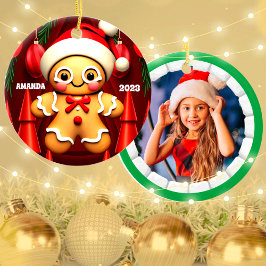 Gingerbread Man Christmas Gepersonaliseerde Kinder Keramisch Ornament
