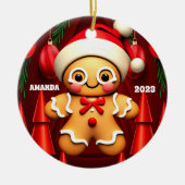 Gingerbread Man Christmas Gepersonaliseerde Kinder Keramisch Ornament (Voorkant)