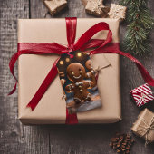 Gingerbread Man Christmas Holiday Gift Label Cadeaulabel