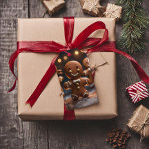 Gingerbread Man Christmas Holiday Gift Label