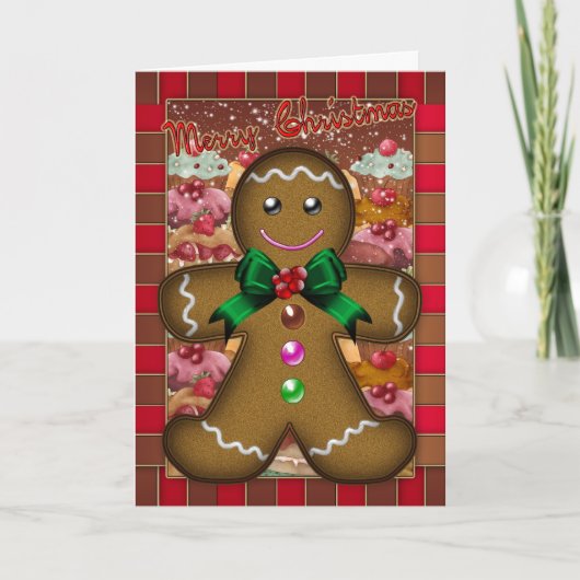 Gingerbread Man Christmas Kaart - Vrolijk kerstfee (Voorkant)