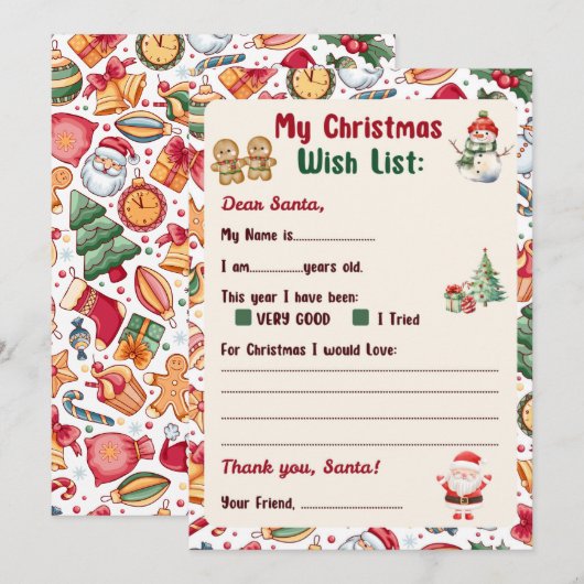 Gingerbread Man Christmas Letter to Santa Kaart (Voorkant / Achterkant)