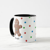 Gingerbread Man Christmas Polka Dot Holiday Mok (Voorkant links)