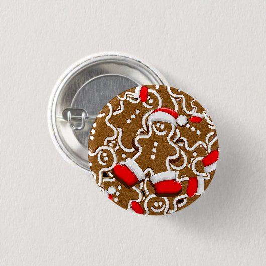 Gingerbread Man Christmas Santa Claus Throw Pillow Ronde Button 3,2 Cm (Voorkant /achterkant)