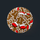 Gingerbread Man Christmas Santa Claus Throw Pillow Ronde Button 3,2 Cm<br><div class="desc">Cute and Festive Christmas,  Gingerbread Man Cookie with Santa Claus Red Beanie and Boots Happy and smiling Vector Character isolated on white. Original Vector Hi Resolution/Hi Quality Graphic Art Design Copyright BluedarkArt TheChameleonArt.</div>