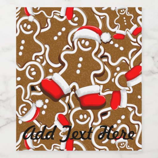 Gingerbread Man Christmas Santa Claus Throw Pillow Wijn Etiket (Enkel label)