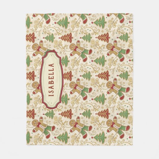 Gingerbread Man & Christmas Trees Custom Fleece Deken (Voorkant)