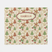 Gingerbread Man & Christmas Trees Custom Fleece Deken (Voorkant (Horizontaal))
