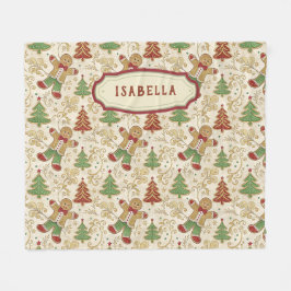  Gingerbread Man & Christmas Trees Custom Fleece Deken