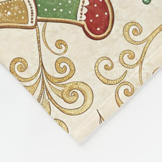 Gingerbread Man & Christmas Trees Custom Fleece Deken (Hoek)