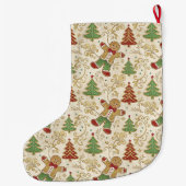 Gingerbread Man & Christmas Trees Custom Grote Kerstsok (Achterkant)