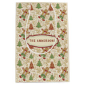 Gingerbread Man & Christmas Trees Custom Medium Cadeauzakje (Voorkant)