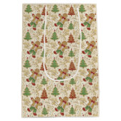 Gingerbread Man & Christmas Trees Custom Medium Cadeauzakje (Achterkant)