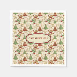  Gingerbread Man & Christmas Trees Custom Servet