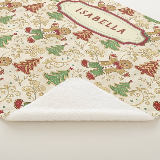 Gingerbread Man & Christmas Trees Custom Sherpa Deken (3/4)