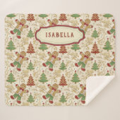  Gingerbread Man & Christmas Trees Custom Sherpa Deken (Voorkant (horizontaal))