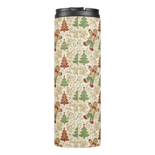 Gingerbread Man & Christmas Trees Custom Thermosbeker (Achterkant)