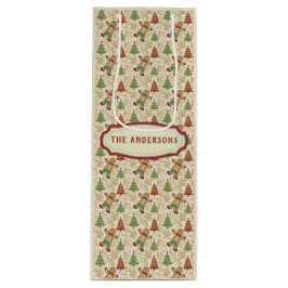  Gingerbread Man & Christmas Trees Custom Wijn Cadeautas