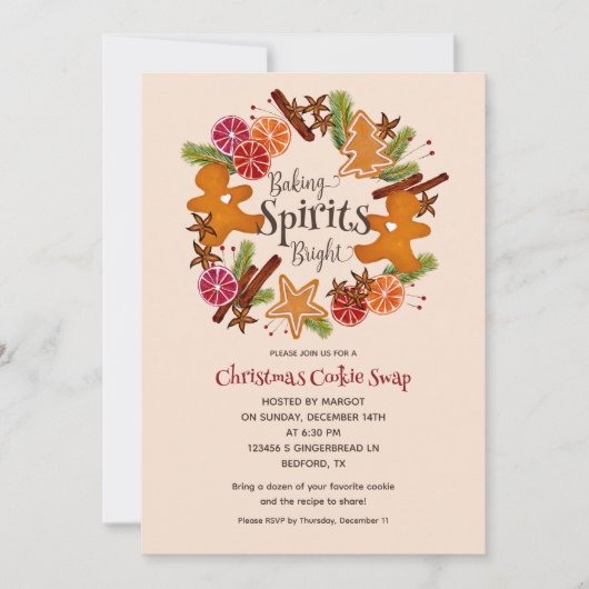 Gingerbread Man Citrus Cookie Swap Party Kerstmis Kaart (Voorkant)