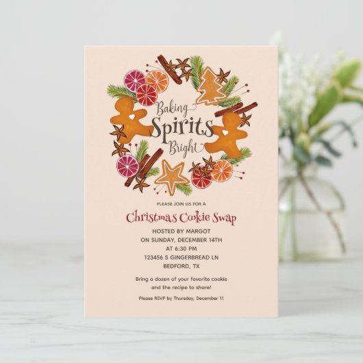 Gingerbread Man Citrus Cookie Swap Party Kerstmis Kaart (Staand voorkant)