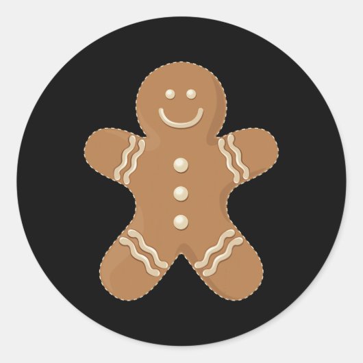 Gingerbread Man Cookie Biscuit Fun Food Christmas  Ronde Sticker (Voorkant)