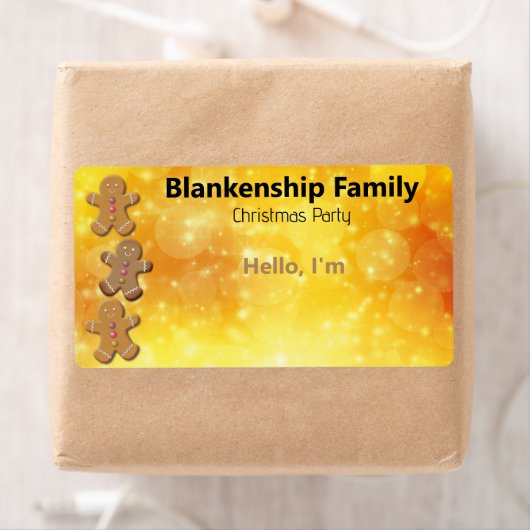 Gingerbread Man Cookie Border Papier Label Naam Ta (Insitu)