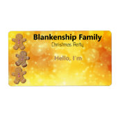 Gingerbread Man Cookie Border Papier Label Naam Ta (Voorkant)