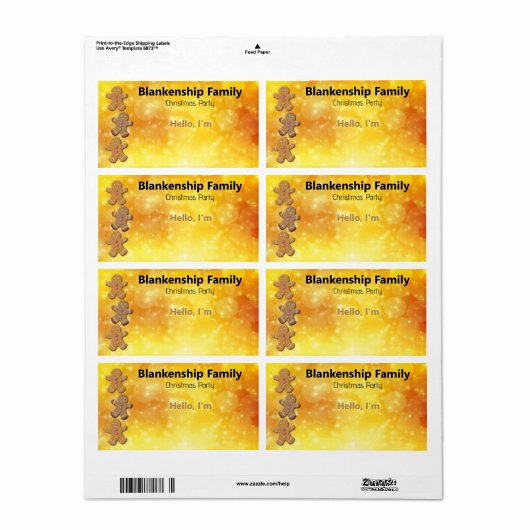 Gingerbread Man Cookie Border Papier Label Naam Ta (Full Sheet)