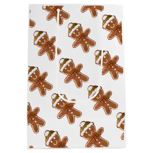 Gingerbread Man Cookie Christmas Sprinkles Kinder Medium Cadeauzakje (Achterkant)