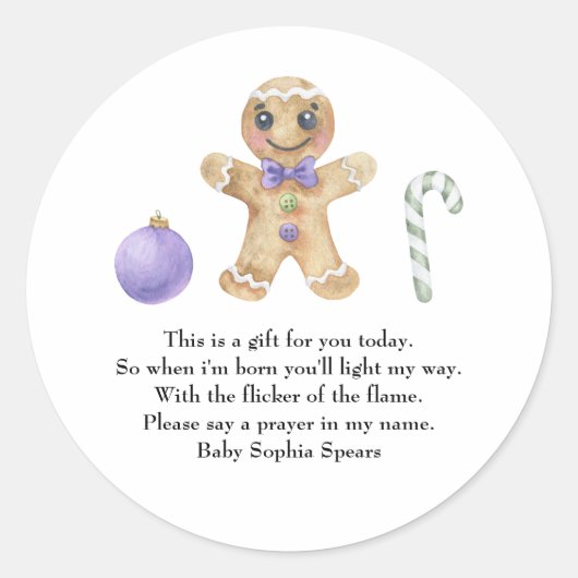 Gingerbread man cookie - Gebedskaarsetiket Ronde Sticker (Voorkant)