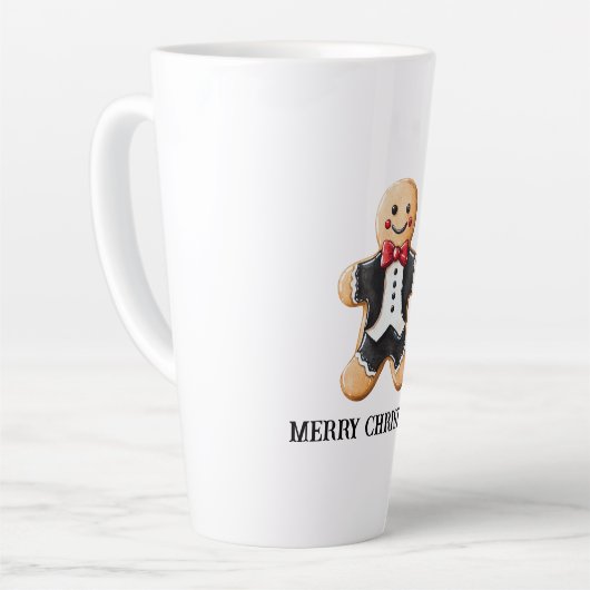 Gingerbread Man Cookie in Tuxedo Latte Mok (Linkerhoek)