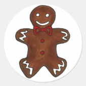 Gingerbread Man Cookie Kerstmis vakantie bakken Ronde Sticker (Voorkant)