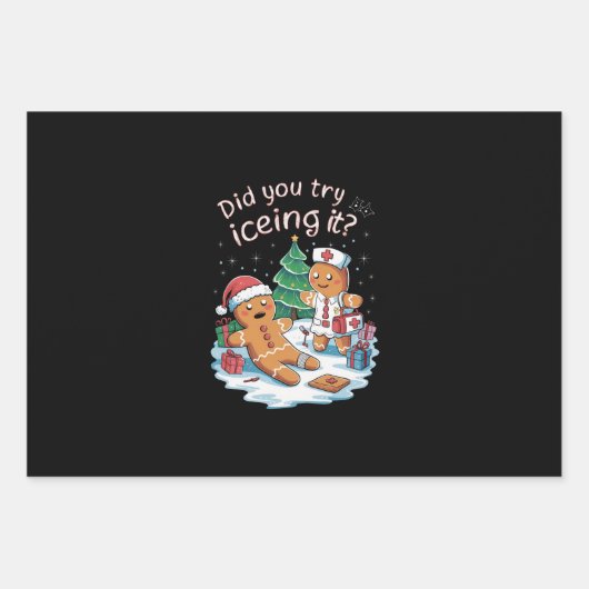 Gingerbread Man Cookie Lelijke Trui Oh Snap Xmas Inpakpapier Vel (Voorkant)