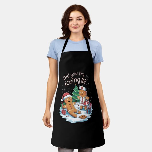 Gingerbread Man Cookie Lelijke Trui Oh Snap Xmas Schort (Gedragen)