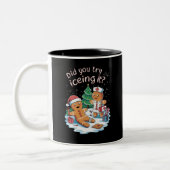 Gingerbread Man Cookie Lelijke Trui Oh Snap Xmas Tweekleurige Koffiemok (Links)