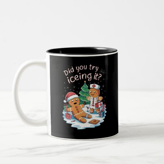 Gingerbread Man Cookie Lelijke Trui Oh Snap Xmas Tweekleurige Koffiemok (Links)