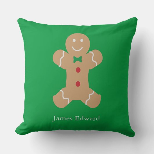 Gingerbread Man Cookie met aangepaste naam Kussen (Voorkant)