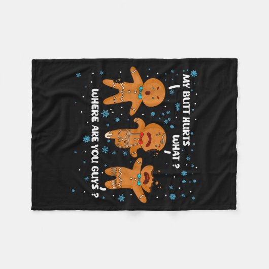 Gingerbread Man Cookie My Butt Hurts Funny Christm Fleece Deken (Voorkant (Horizontaal))